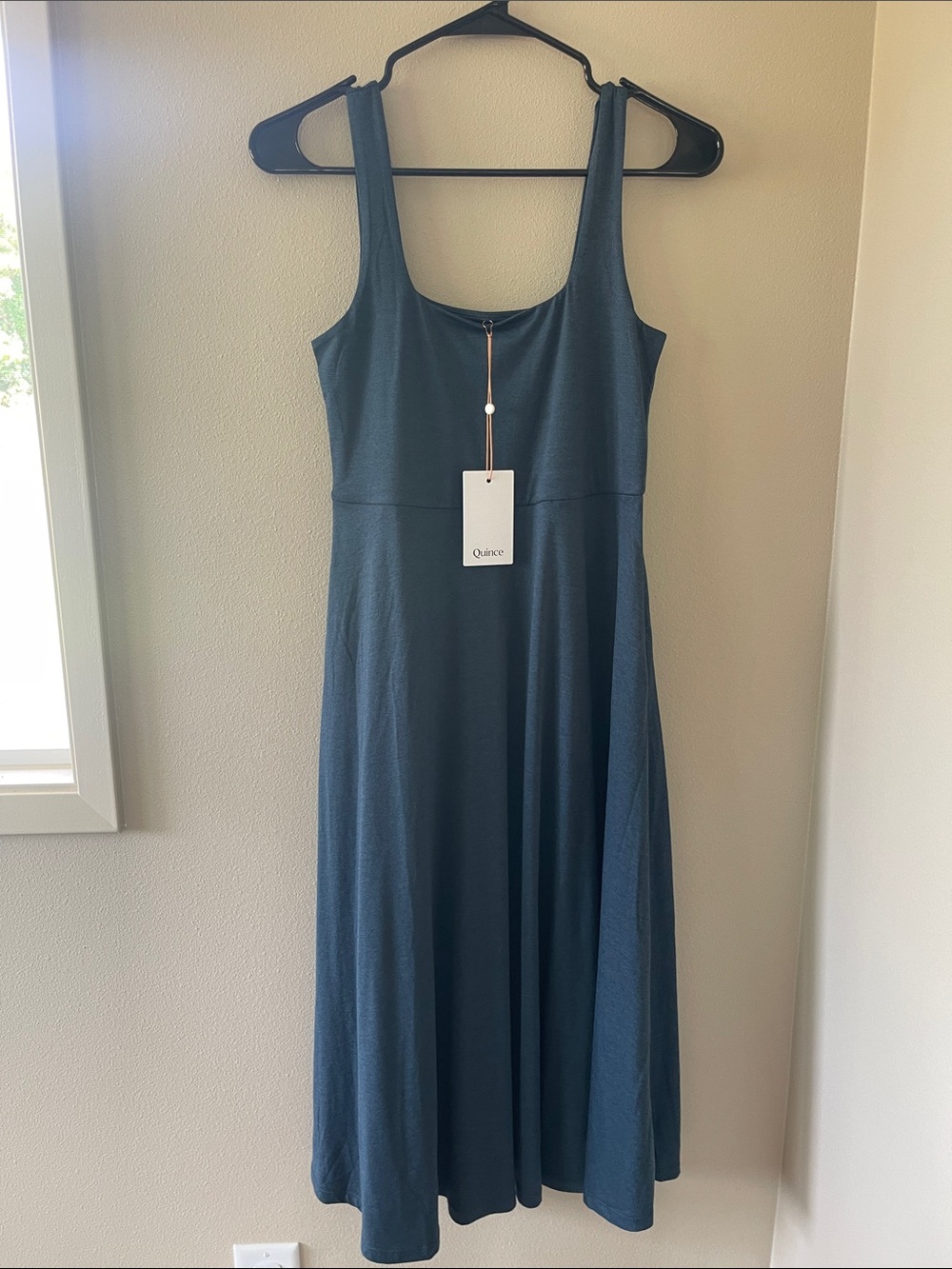 Quince Women's Sleeveless Midi Dress in Deep Teal Blue